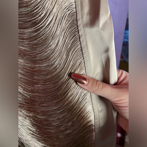 Halterneck Fringe Mini Dress In Olive — Large - Picture 6 of 9